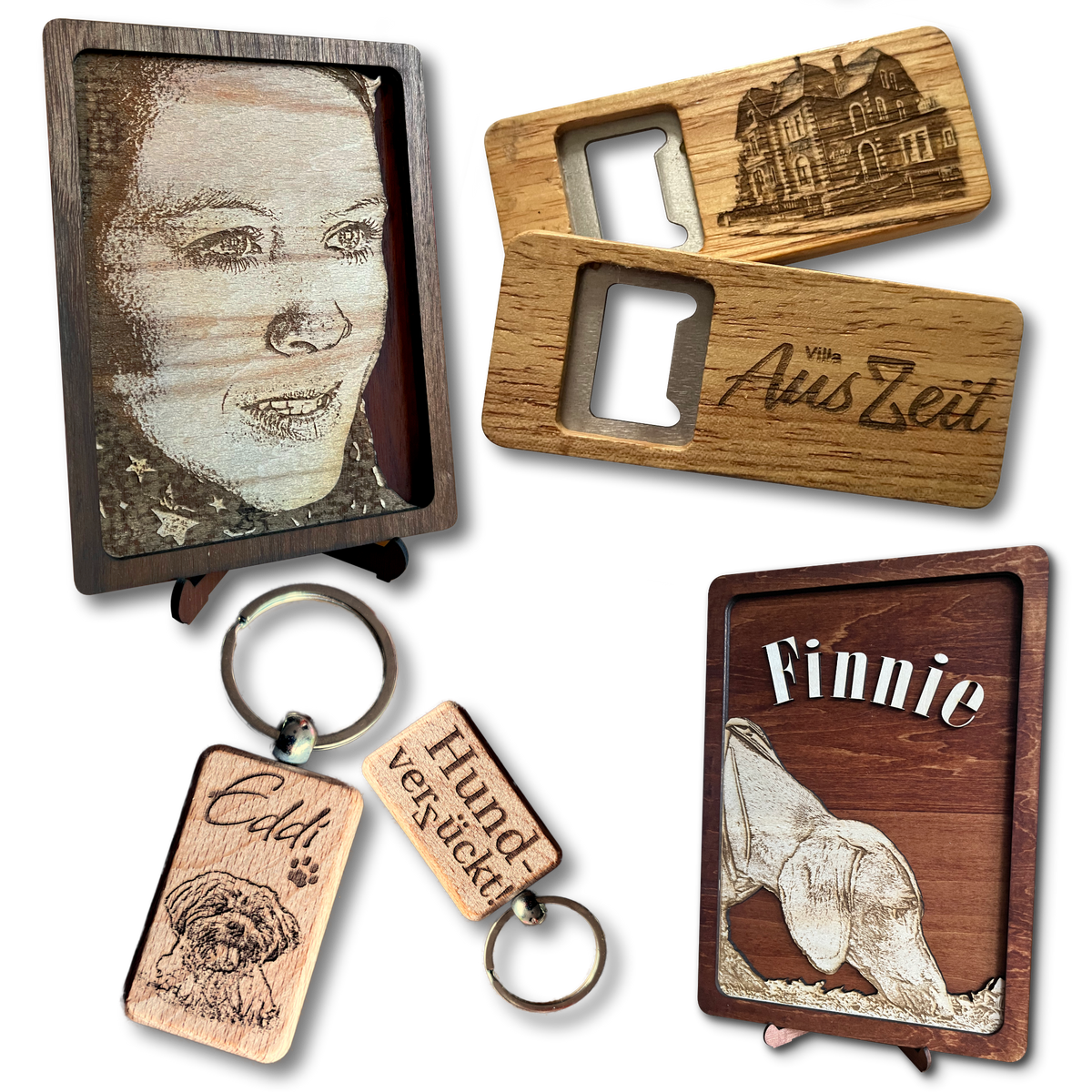 Personalisierte Geschenkideen - Holzbilder & Schlüsselanhänger