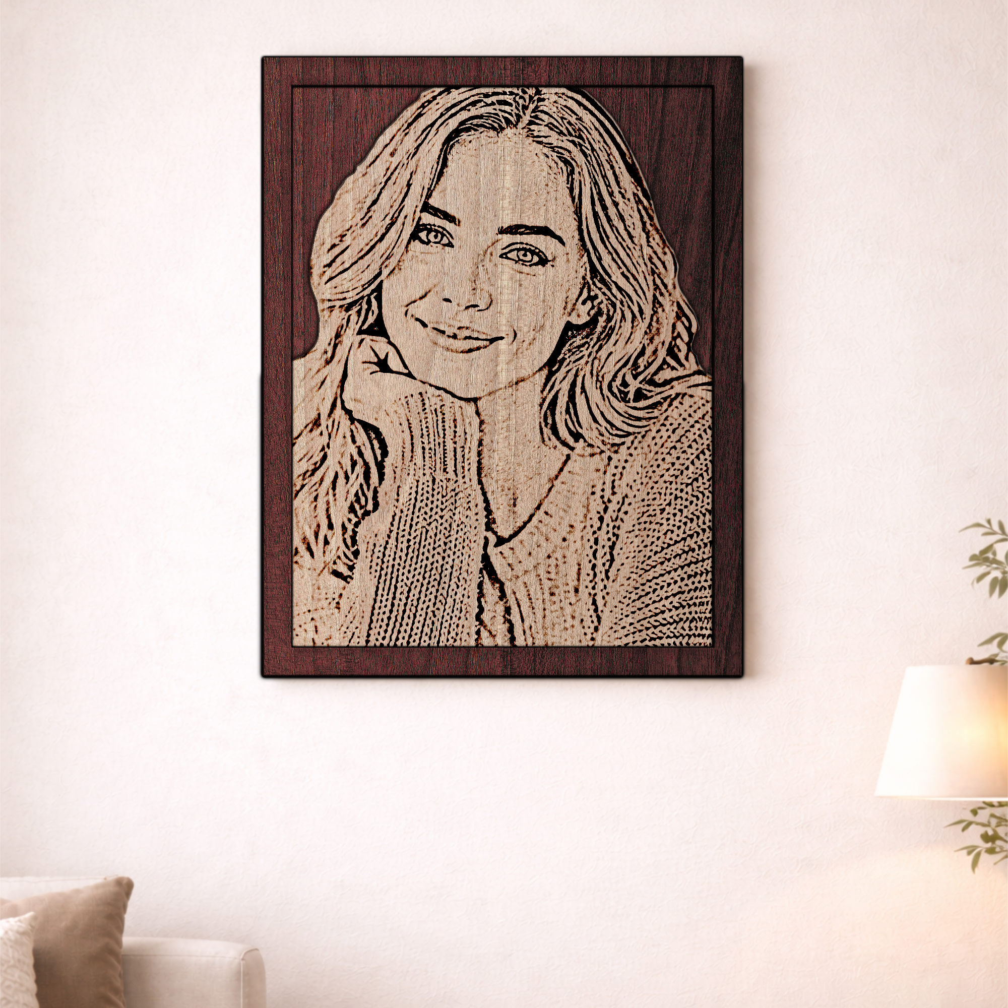 Portrait eines jungen Frau auf Holz und Leinwand