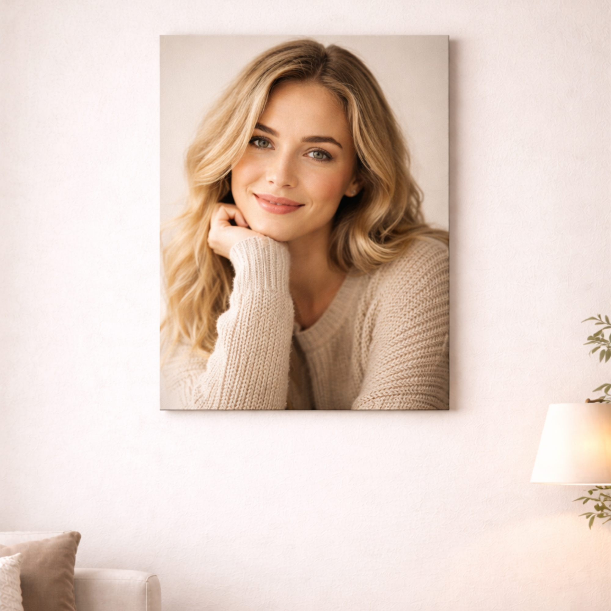 Portrait einer jungen Frau auf Leinwand und Holz