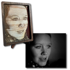 Vergleich zwischen Originalfoto und der daraus entstandenen Gravur auf Holz