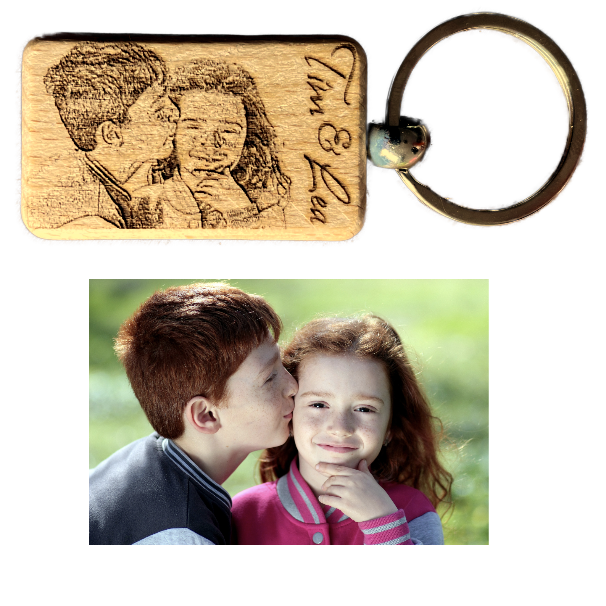 Personalisierter Schlüsselanhänger mit Fotogravur